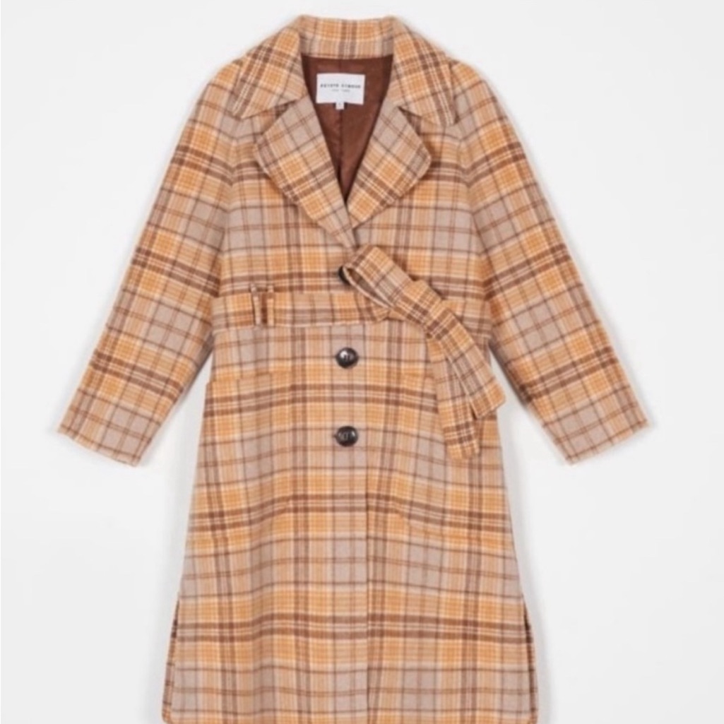 Petite Sudio Christie Coat In Carmel Plaid: Size Xs